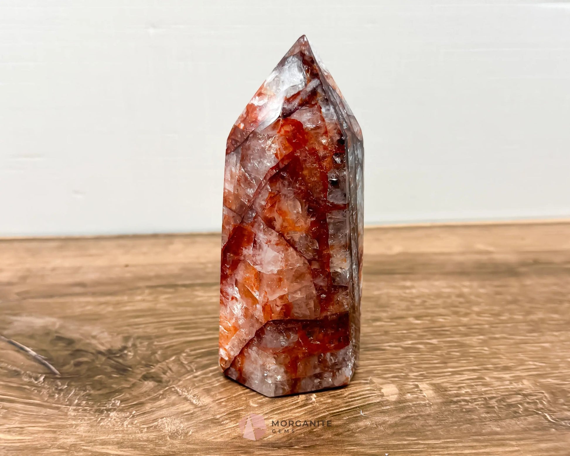 Heated Hematoid Quartz Tower Point-Morganite Gems