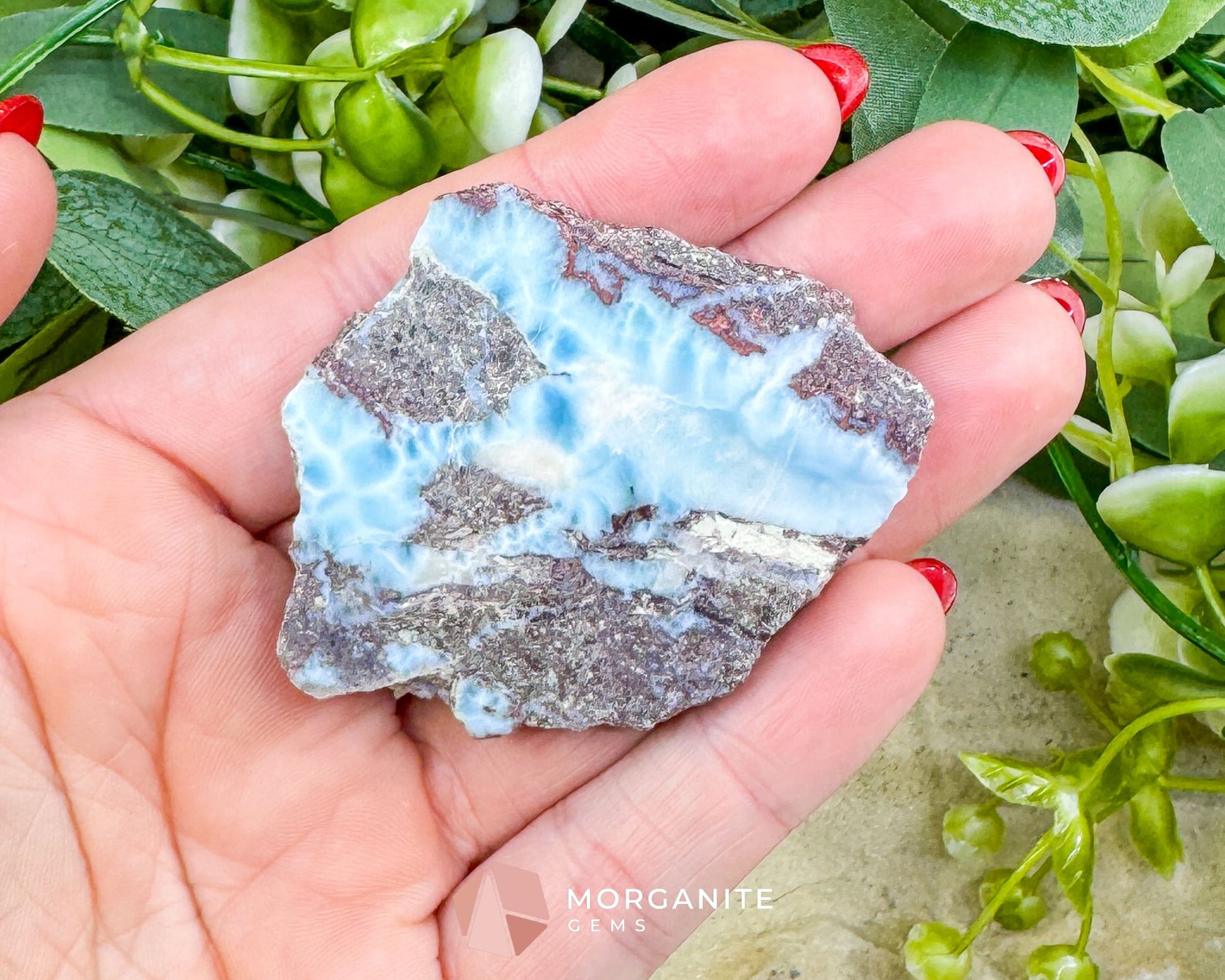 High-Quality Larimar Freeform No. 24 (40g) - Polished 2-Sided ’Stone of Atlantis’ for Jewelry or Display - Metaphysical