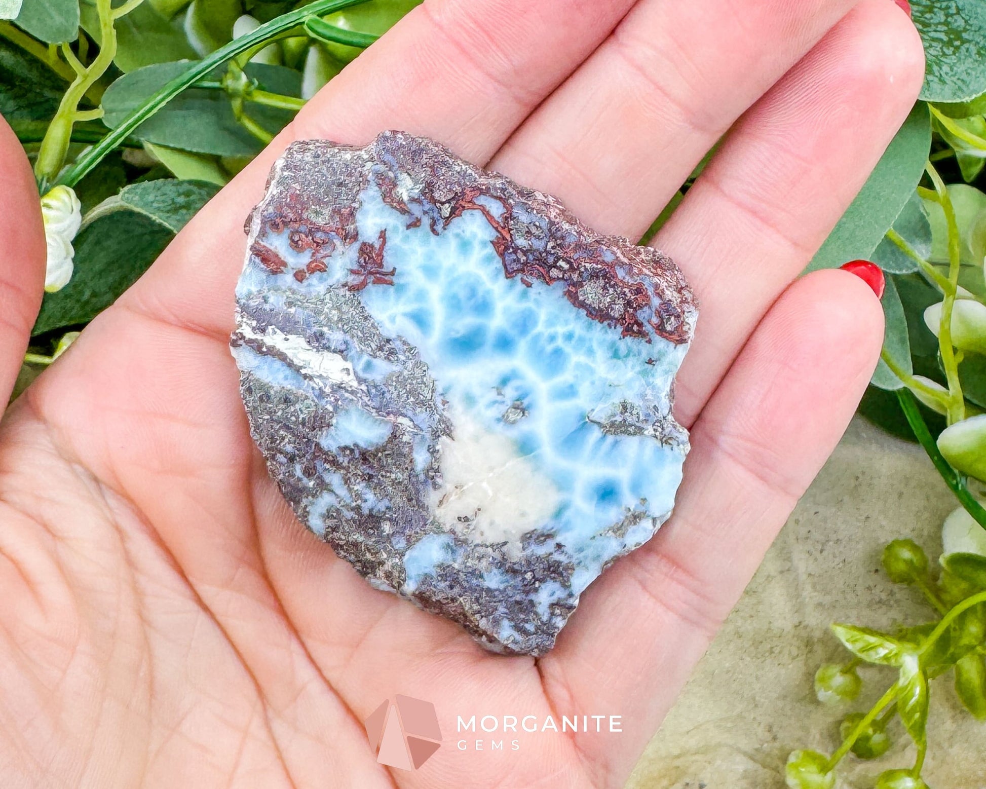 High-Quality Larimar Freeform No. 24 (40g) - Polished 2-Sided ’Stone of Atlantis’ for Jewelry or Display - Metaphysical