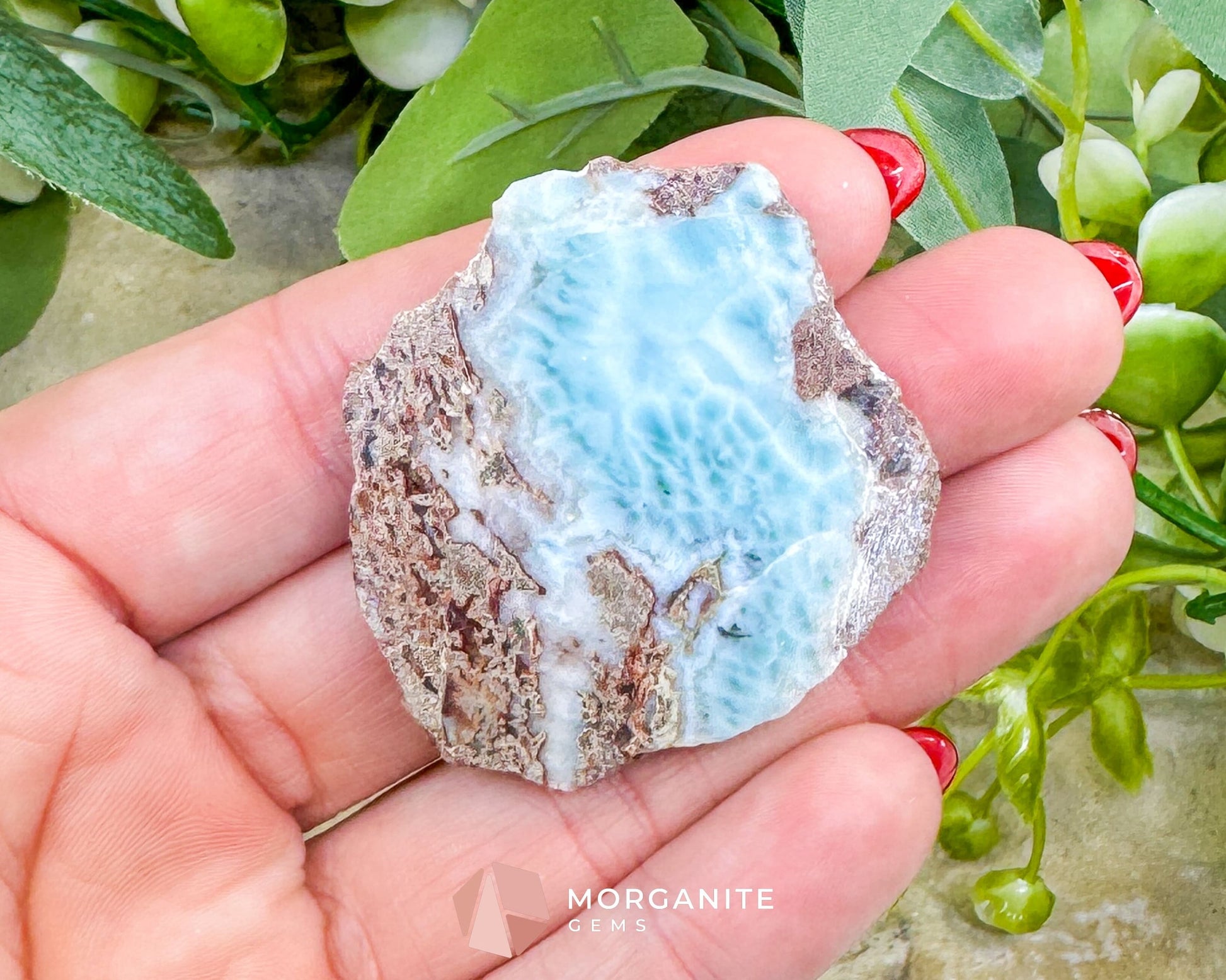 High-Quality Larimar Freeform No. 33 (24g) - Polished 2-Sided ’Stone of Atlantis’ - Perfect for Pendants - Metaphysical