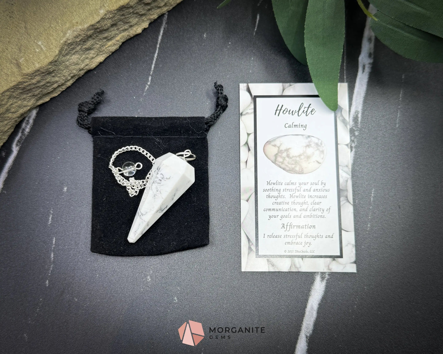 Howlite Crystal Pendulum for Calm Patience & Emotional Clarity - Metaphysical Crystals