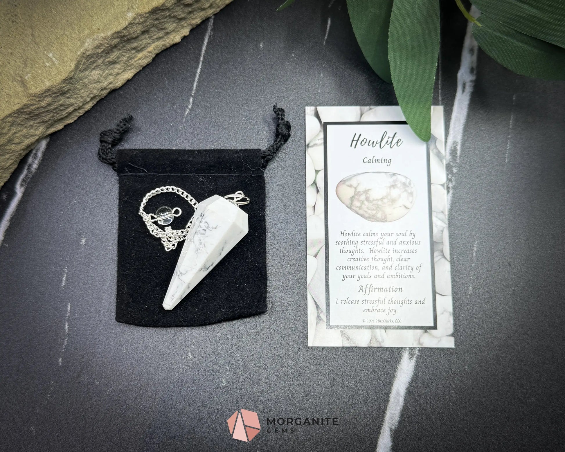 Howlite Crystal Pendulum for Calm Patience & Emotional Clarity - Metaphysical Crystals