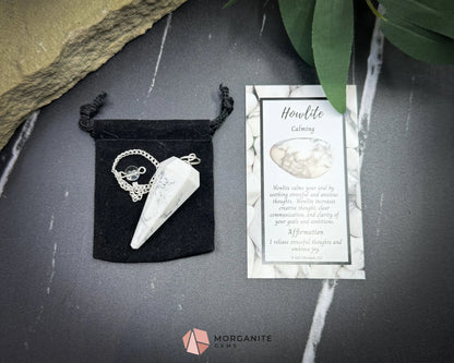 Howlite Crystal Pendulum for Calm Patience & Emotional Clarity - Metaphysical Crystals