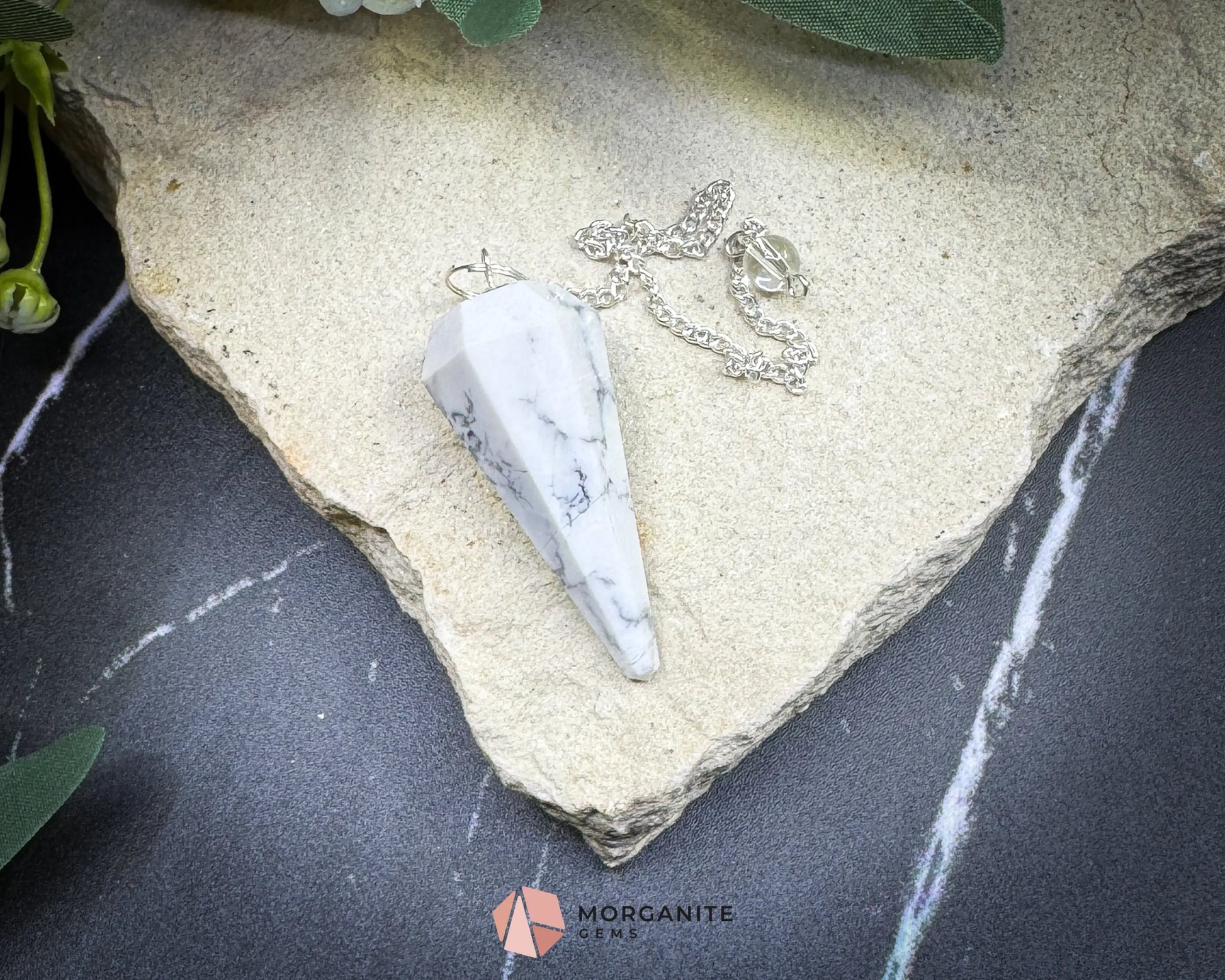 Howlite Crystal Pendulum for Calm Patience & Emotional Clarity - Metaphysical Crystals