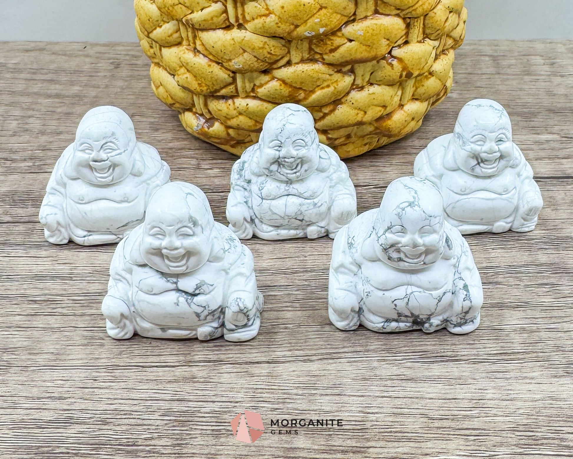 Howlite Fat Belly Buddha Maitreya Carving – Symbol of Peace and Abundance-Morganite Gems