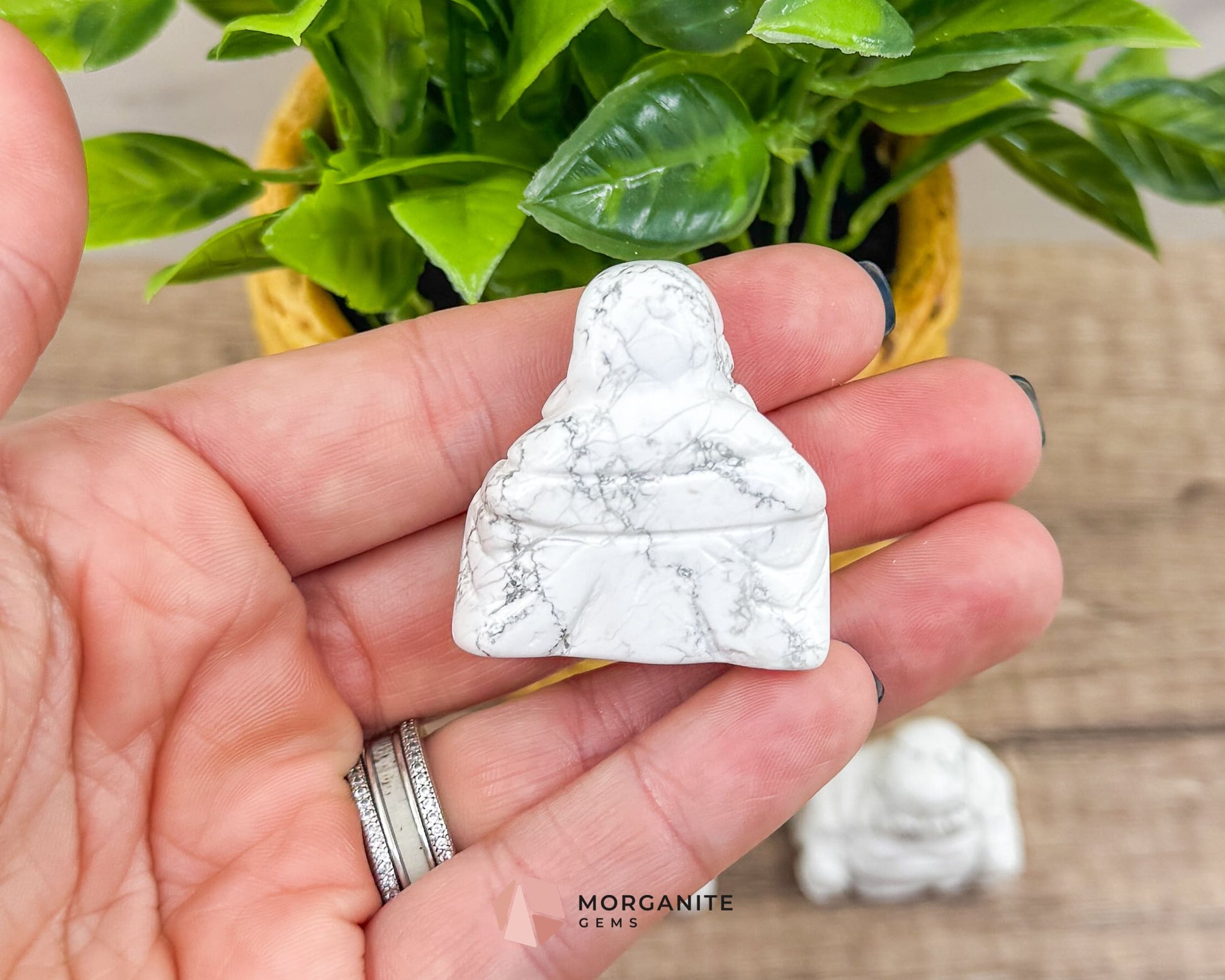 Howlite Fat Belly Buddha Maitreya Carving – Symbol of Peace and Abundance-Morganite Gems