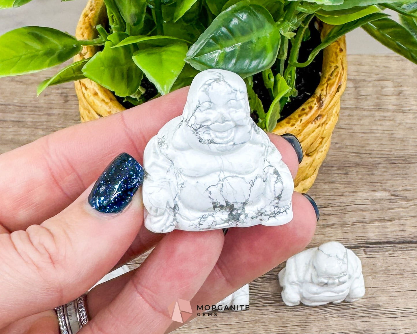 Howlite Fat Belly Buddha Maitreya Carving – Symbol of Peace and Abundance-Morganite Gems