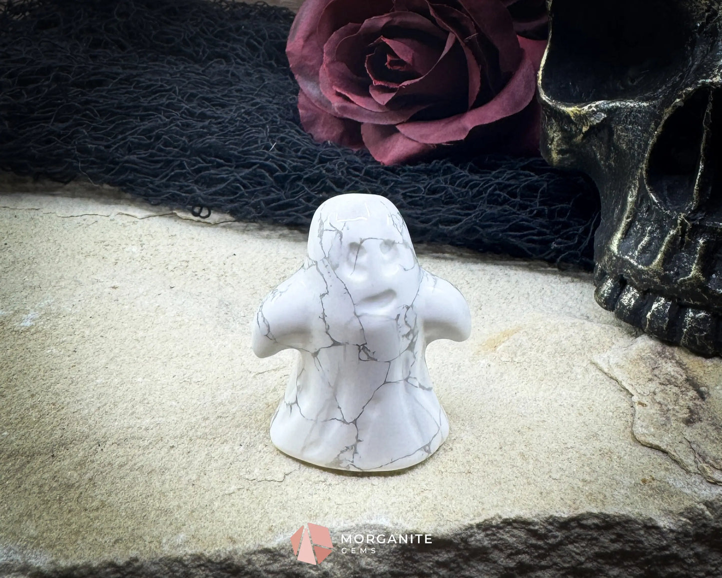 Howlite Ghost Figurine Carving (Approx. 44 mm) – Random Selection + Info Card Metaphysical Crystals