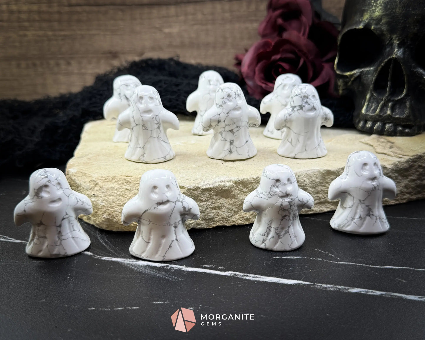 Howlite Ghost Figurine Carving (Approx. 44 mm) – Random Selection + Info Card Metaphysical Crystals