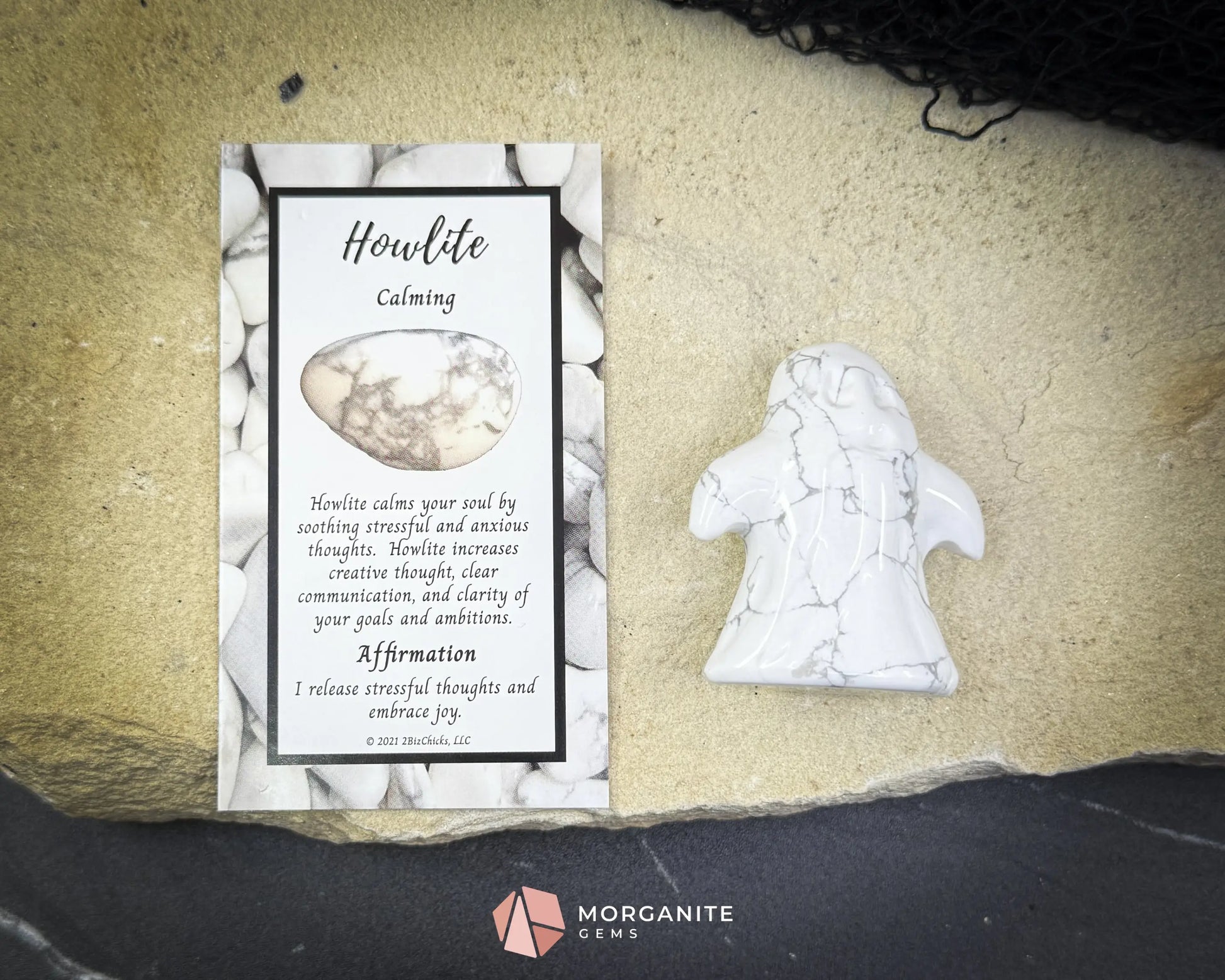 Howlite Ghost Figurine Carving (Approx. 44 mm) – Random Selection + Info Card Metaphysical Crystals