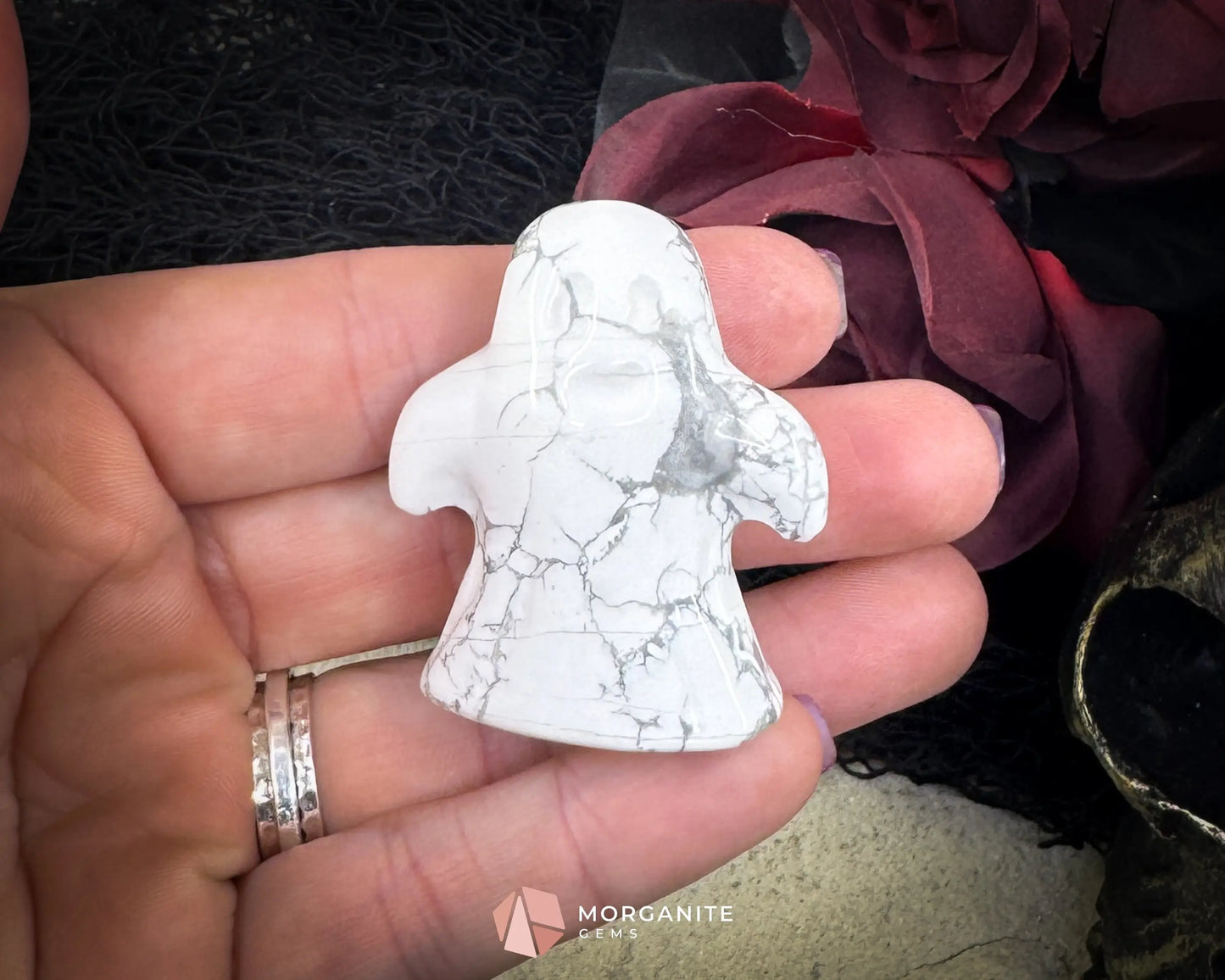 Howlite Ghost Figurine Carving (Approx. 44 mm) – Random Selection + Info Card Metaphysical Crystals