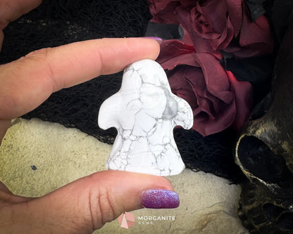Howlite Ghost Figurine Carving (Approx. 44 mm) – Random Selection + Info Card Metaphysical Crystals