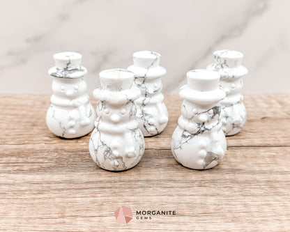 Howlite Snowman Carving – Charming Handcrafted Winter Decor-Morganite Gems