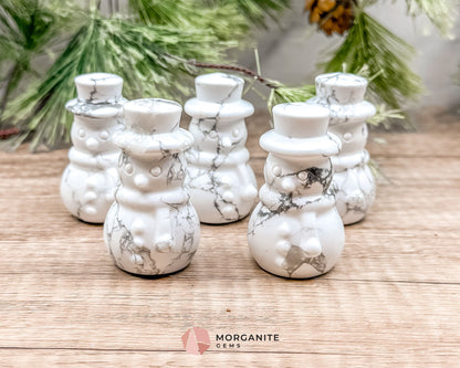 Howlite Snowman Carving – Charming Handcrafted Winter Decor-Morganite Gems