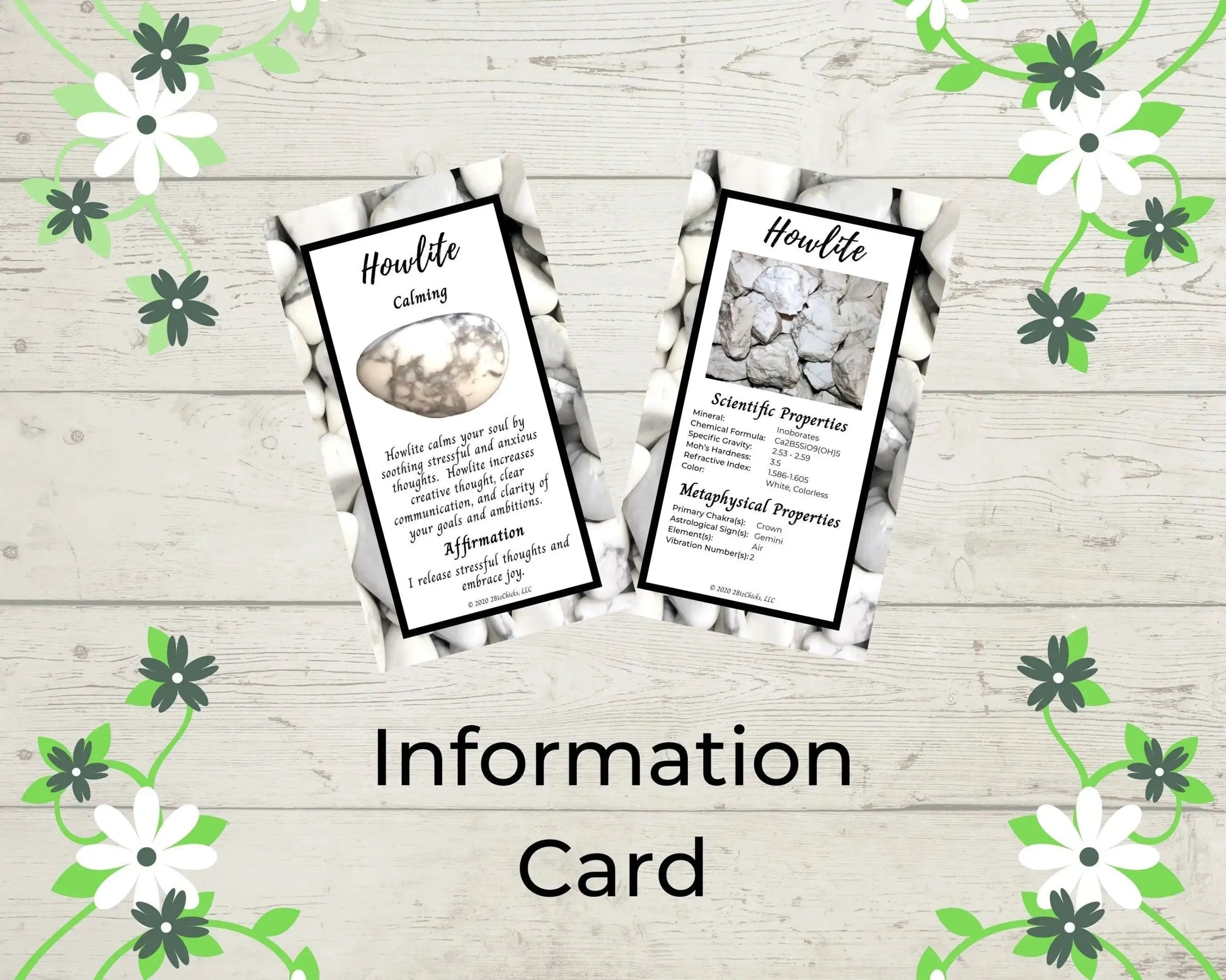 Howlite with Information Card-Morganite Gems