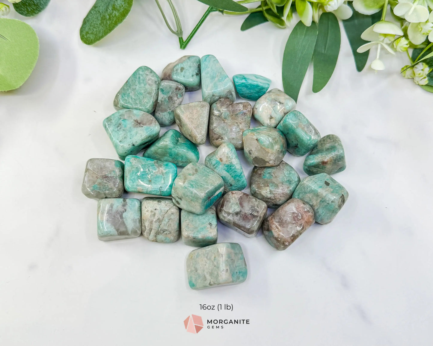 Indian Amazonite Tumbled Stones - Bulk Natural Crystals 20-50mm - Green Amazonite Worry Stone for Communication & Hope