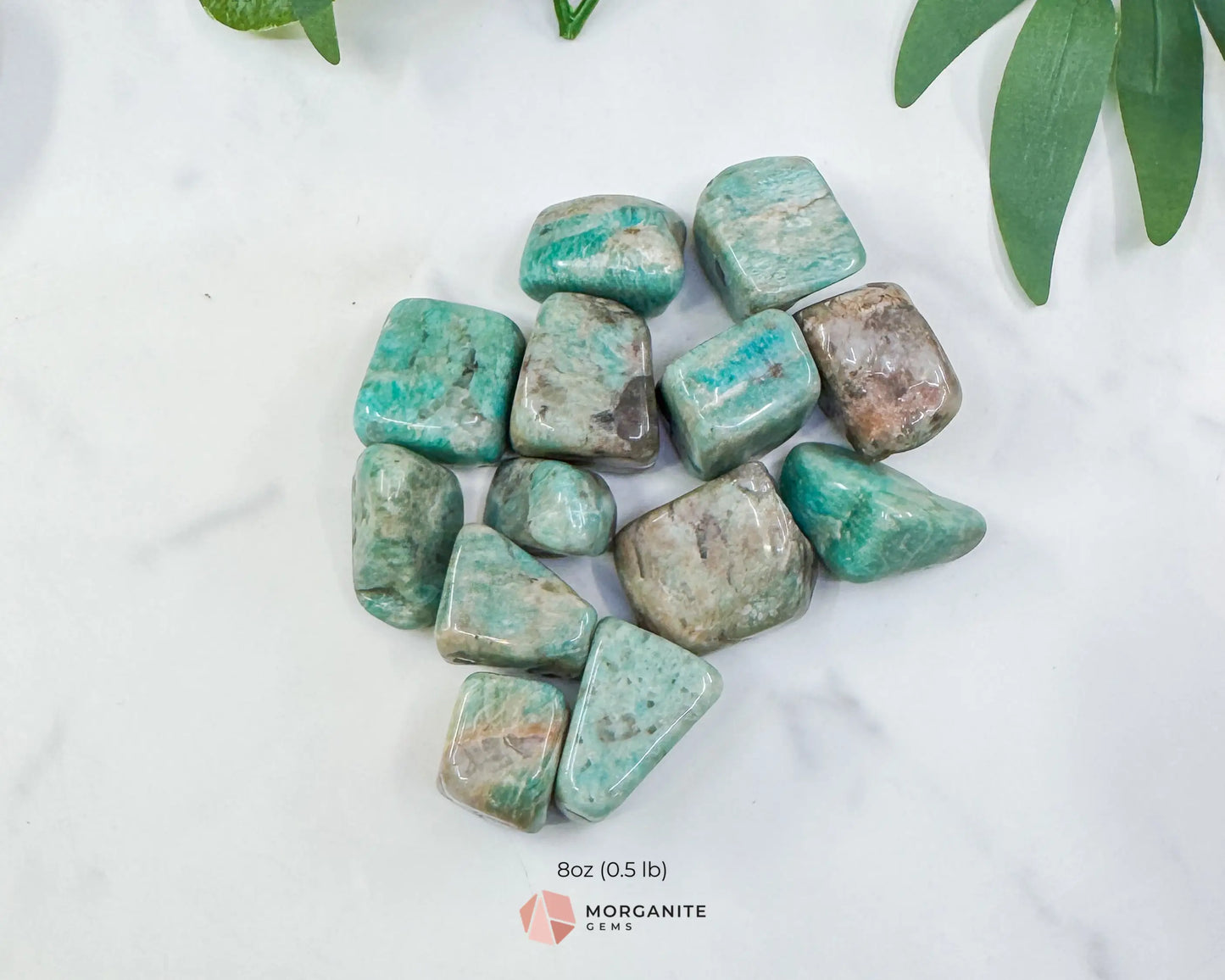 Indian Amazonite Tumbled Stones - Bulk Natural Crystals 20-50mm - Green Amazonite Worry Stone for Communication & Hope