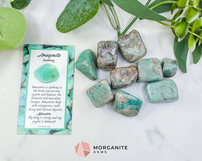 Indian Amazonite Tumbled Stones - Bulk Natural Crystals 20-50mm - Green Amazonite Worry Stone for Communication & Hope