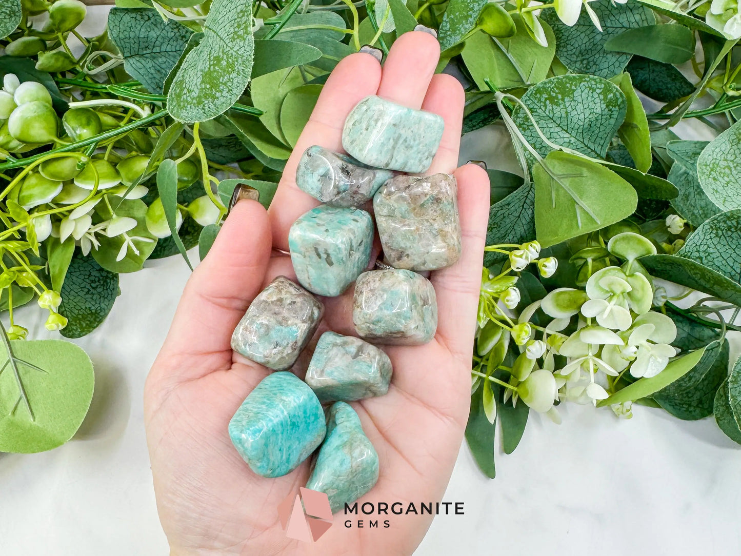 Indian Amazonite Tumbled Stones - Bulk Natural Crystals 20-50mm - Green Amazonite Worry Stone for Communication & Hope
