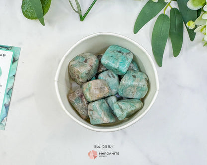 Indian Amazonite Tumbled Stones - Bulk Natural Crystals 20-50mm - Green Amazonite Worry Stone for Communication & Hope