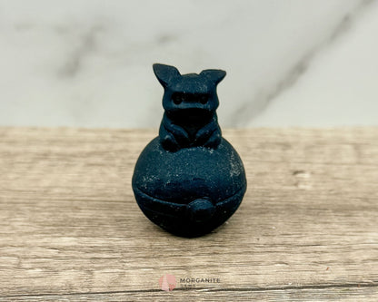 Lab-Created Matte Obsidian Pikachu with Poké Ball – Pokémon-Inspired Figurine-Morganite Gems