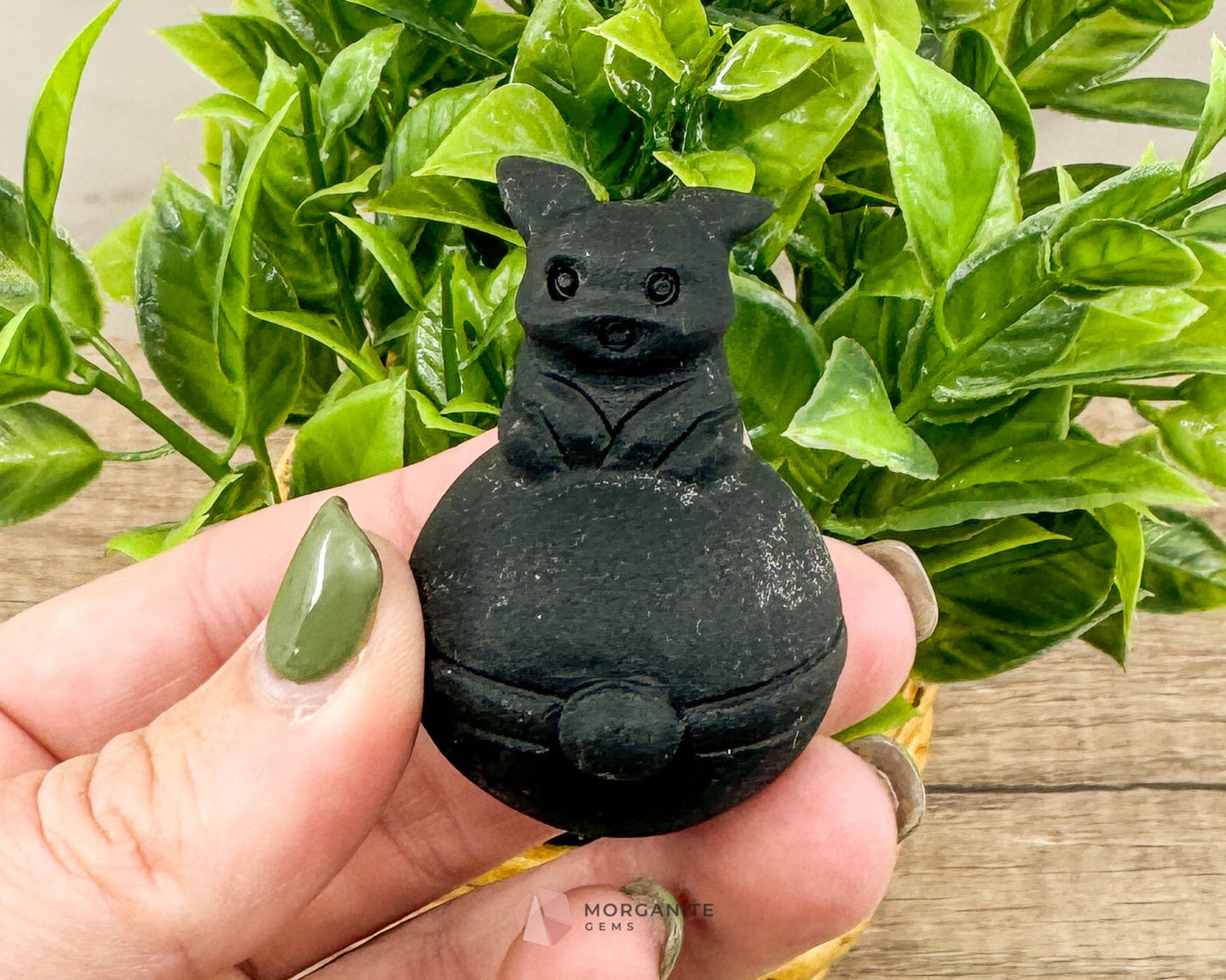 Lab-Created Matte Obsidian Pikachu with Poké Ball – Pokémon-Inspired Figurine-Morganite Gems