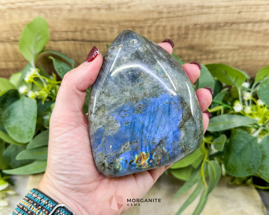 Labradorite Freeform No.5 – 1.7lb Polished Standing Crystal for Intuition Protection & Inner Transformation