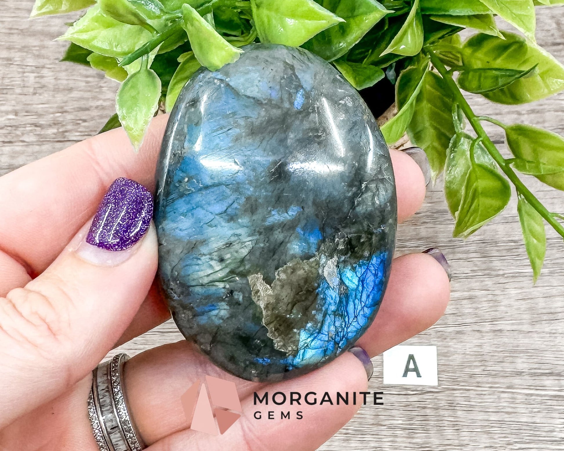 Labradorite Palm Stone – Polished Crystal for Intuition, Protection, and Spiritual Awakening-Morganite Gems