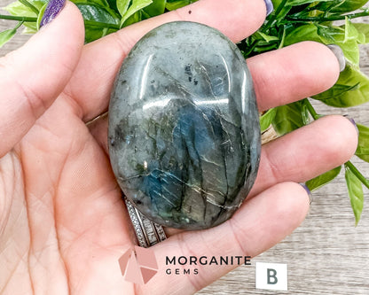 Labradorite Palm Stone – Polished Crystal for Intuition, Protection, and Spiritual Awakening-Morganite Gems