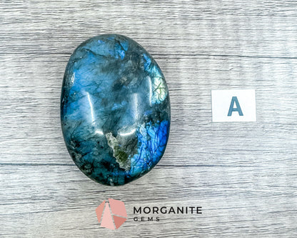 Labradorite Palm Stone – Polished Crystal for Intuition, Protection, and Spiritual Awakening-Morganite Gems