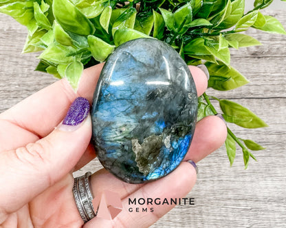 Labradorite Palm Stone – Polished Crystal for Intuition, Protection, and Spiritual Awakening-Morganite Gems