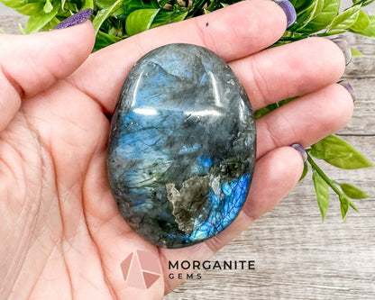 Labradorite Palm Stone – Polished Crystal for Intuition, Protection, and Spiritual Awakening-Morganite Gems