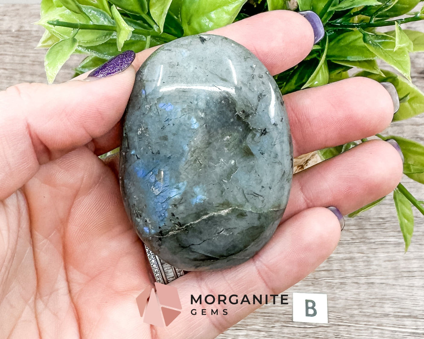 Labradorite Palm Stone – Polished Crystal for Intuition, Protection, and Spiritual Awakening-Morganite Gems