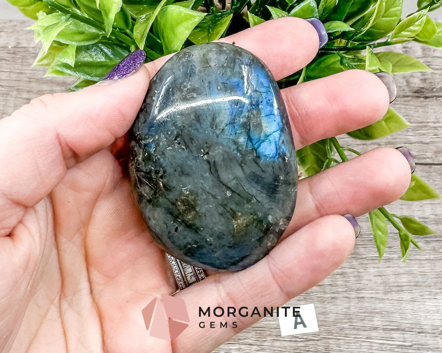 Labradorite Palm Stone – Polished Crystal for Intuition, Protection, and Spiritual Awakening-Morganite Gems