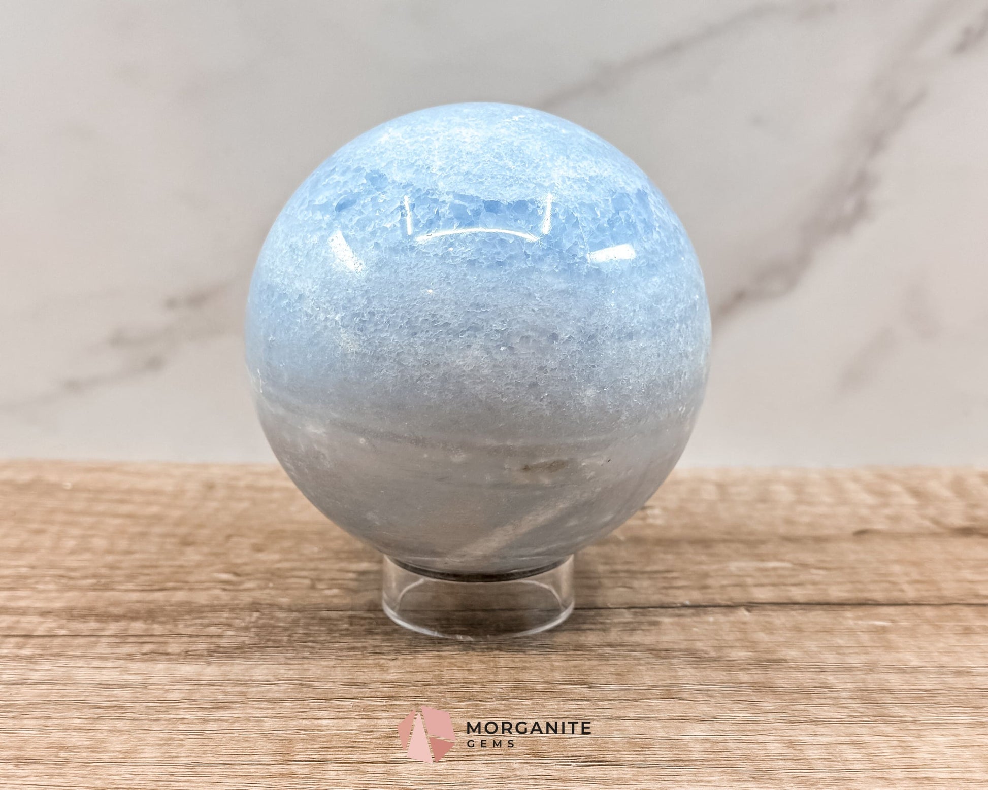 Large Blue Calcite Sphere – Soothing Healing Crystal for Calm, Clarity & Emotional Balance-Morganite Gems