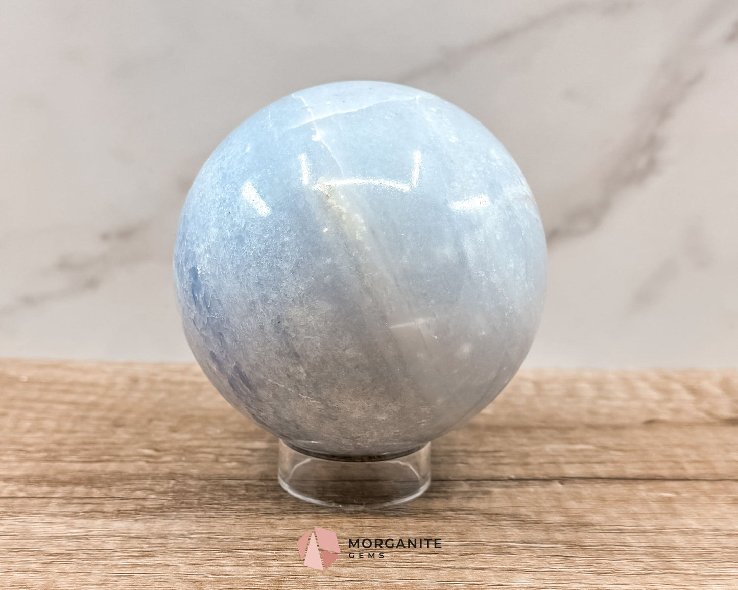 Large Blue Calcite Sphere – Soothing Healing Crystal for Calm, Clarity & Emotional Balance-Morganite Gems