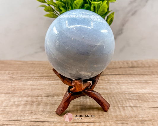 Large Blue Calcite Sphere – Soothing Healing Crystal for Calm, Clarity & Emotional Balance-Morganite Gems