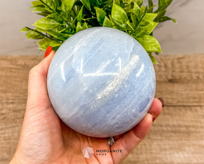 Large Blue Calcite Sphere – Soothing Healing Crystal for Calm, Clarity & Emotional Balance-Morganite Gems