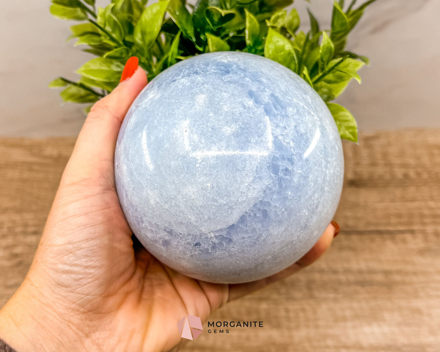 Large Blue Calcite Sphere – Soothing Healing Crystal for Calm, Clarity & Emotional Balance-Morganite Gems