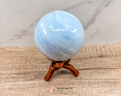 Large Blue Calcite Sphere – Soothing Healing Crystal for Calm, Clarity & Emotional Balance-Morganite Gems