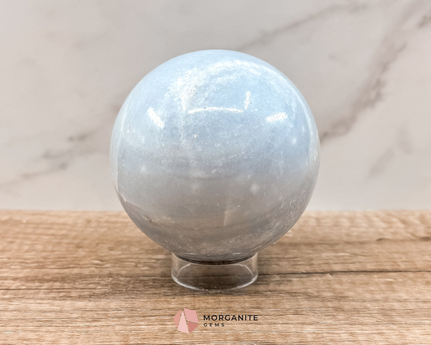 Large Blue Calcite Sphere – Soothing Healing Crystal for Calm, Clarity & Emotional Balance-Morganite Gems