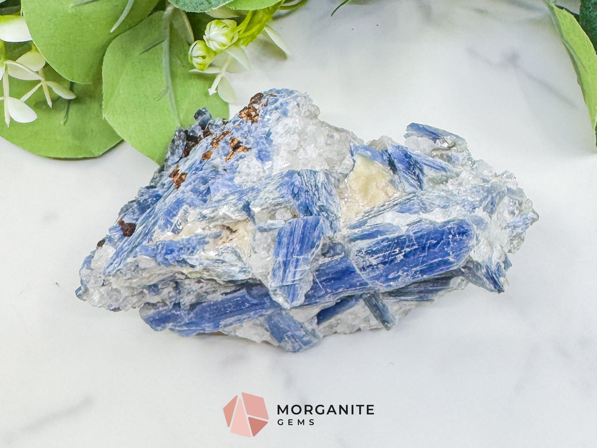 Large Blue Kyanite & Quartz Cluster (520g) – Raw Bladed Crystal Specimen for Energy Alignment - Metaphysical Crystals