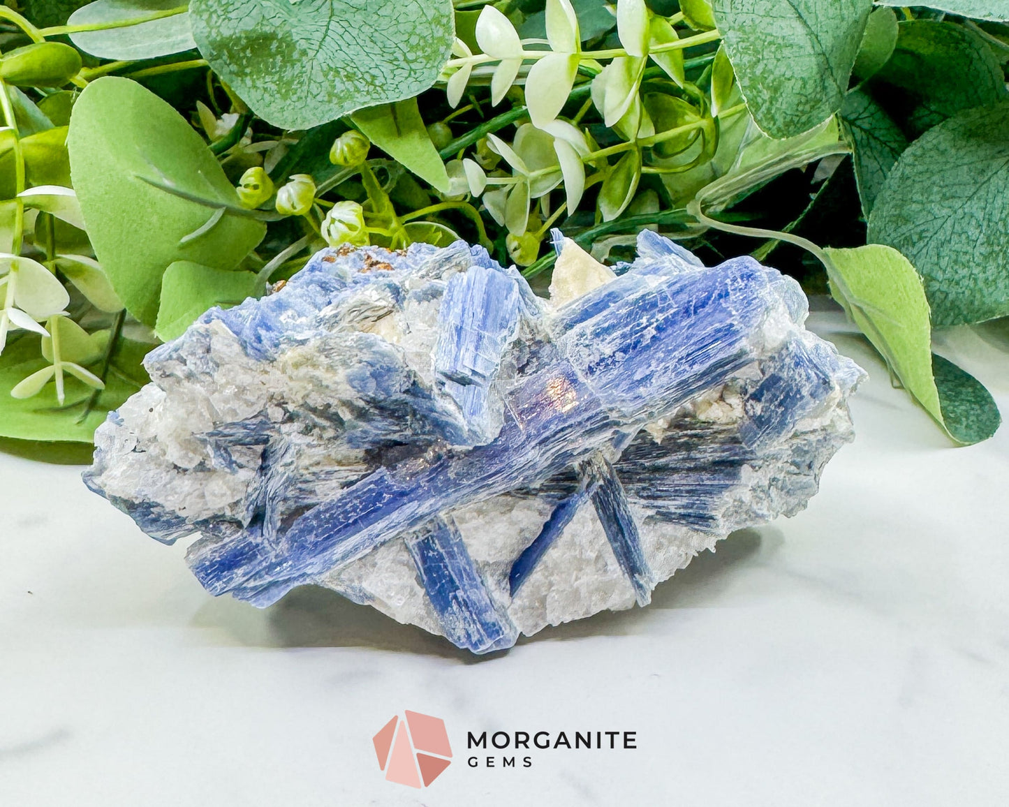 Large Blue Kyanite & Quartz Cluster (520g) – Raw Bladed Crystal Specimen for Energy Alignment - Metaphysical Crystals