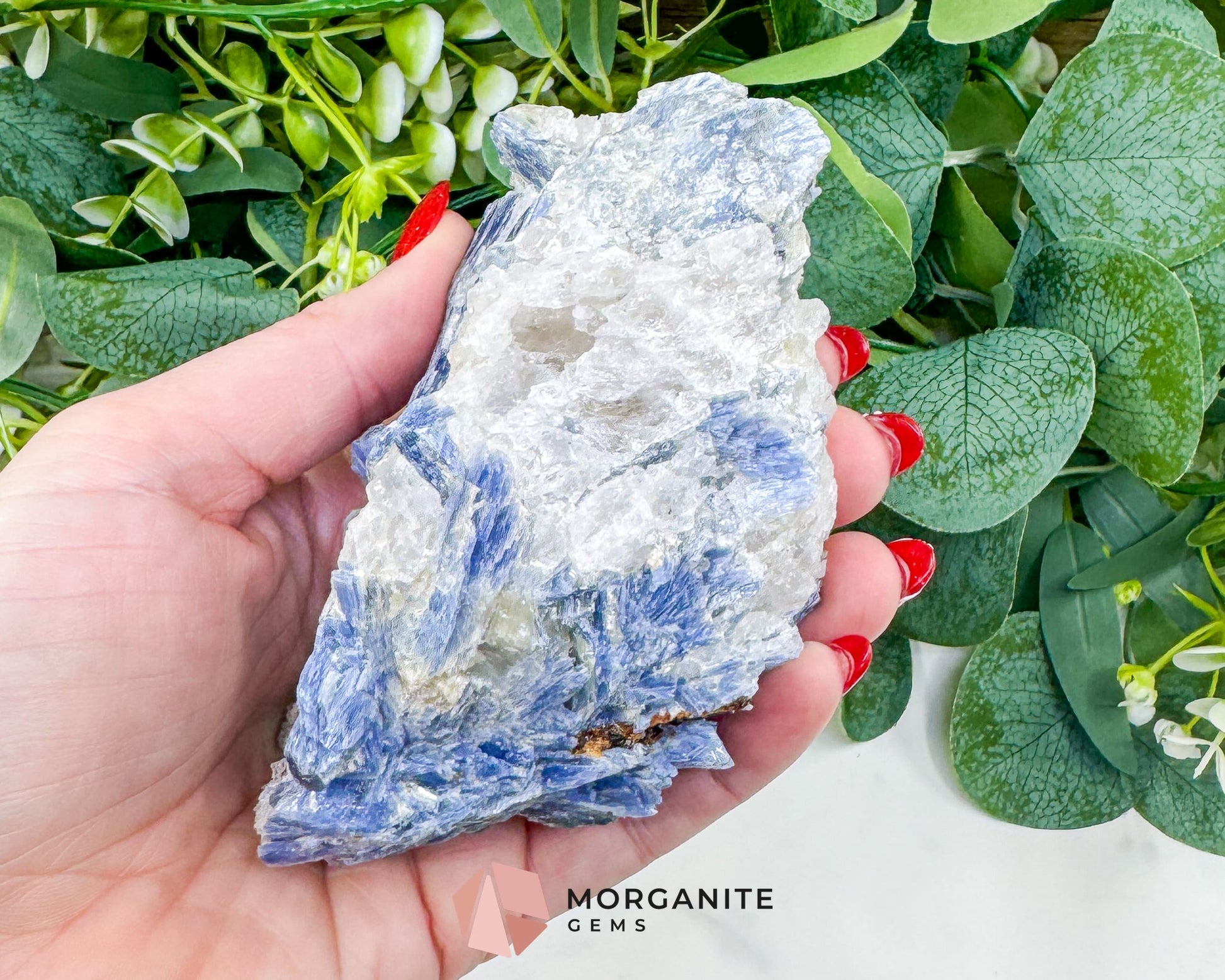 Large Blue Kyanite & Quartz Cluster (520g) – Raw Bladed Crystal Specimen for Energy Alignment - Metaphysical Crystals