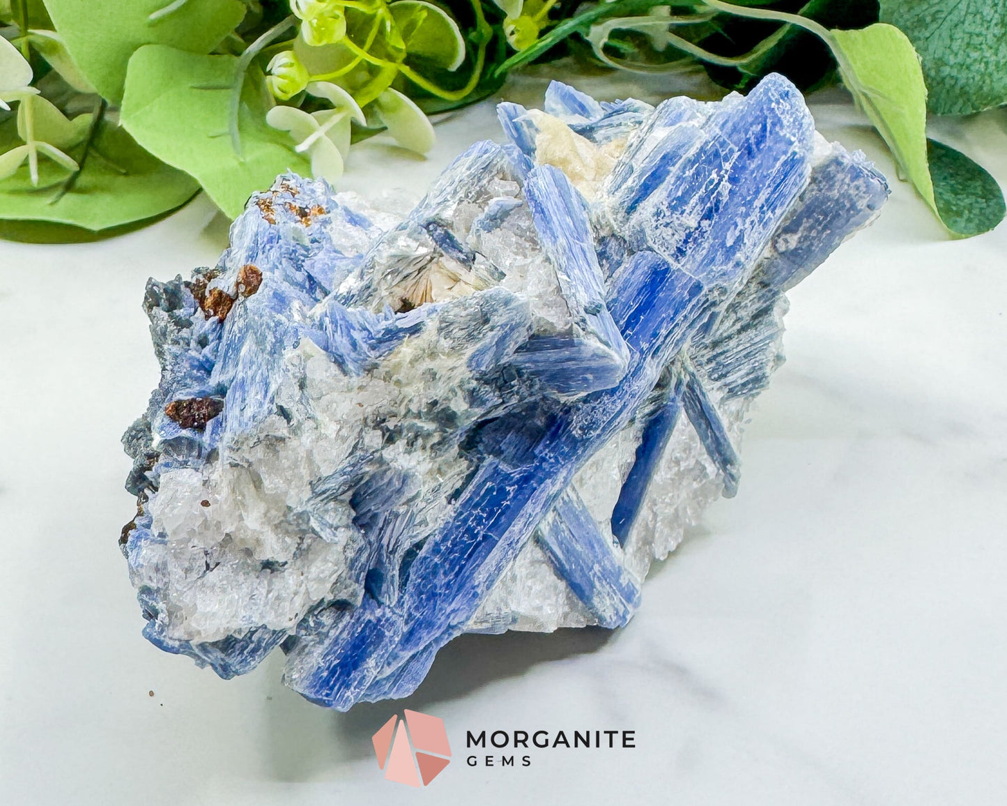 Large Blue Kyanite & Quartz Cluster (520g) – Raw Bladed Crystal Specimen for Energy Alignment - Metaphysical Crystals