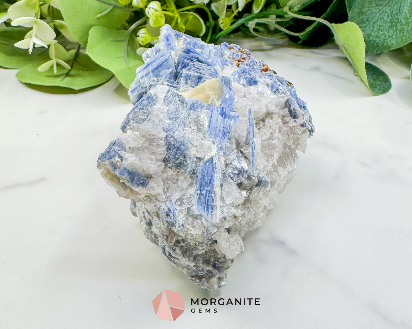 Large Blue Kyanite & Quartz Cluster (520g) – Raw Bladed Crystal Specimen for Energy Alignment - Metaphysical Crystals