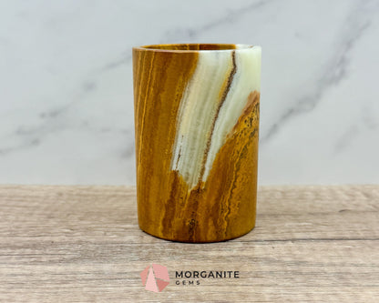 Large Onyx Tumbler – Natural Stone Cup for Elegant Decor & Multi-Purpose Use-Morganite Gems