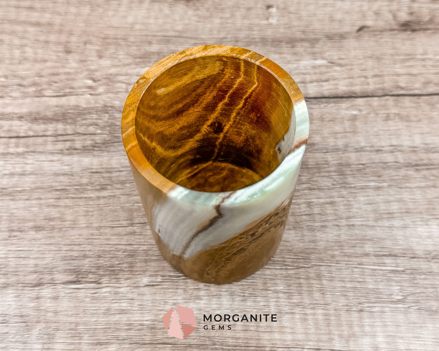 Large Onyx Tumbler – Natural Stone Cup for Elegant Decor & Multi-Purpose Use-Morganite Gems