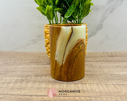 Large Onyx Tumbler – Natural Stone Cup for Elegant Decor & Multi-Purpose Use-Morganite Gems