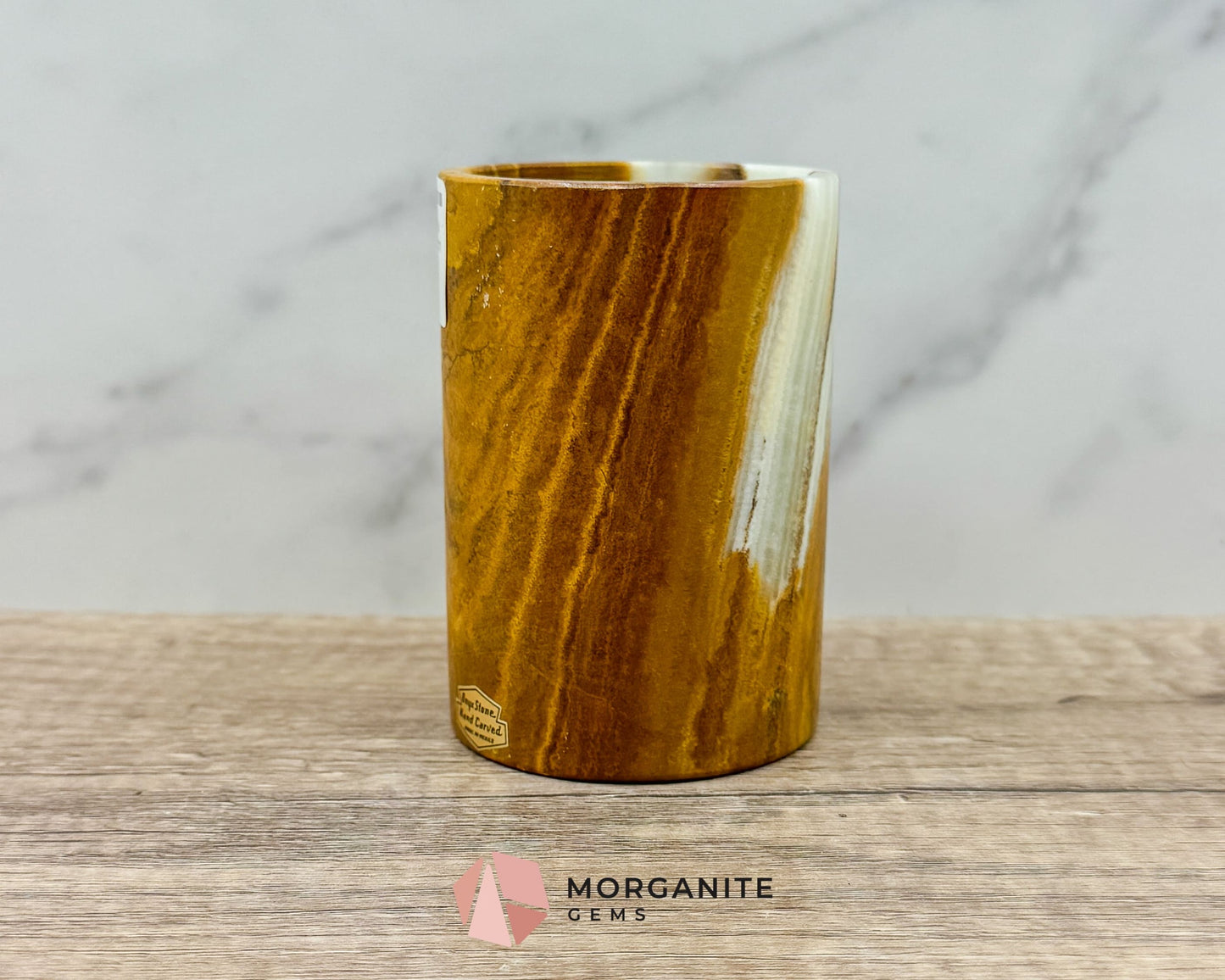 Large Onyx Tumbler – Natural Stone Cup for Elegant Decor & Multi-Purpose Use-Morganite Gems